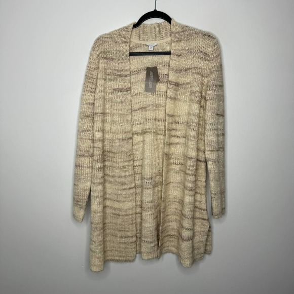 NWT J. JILL Wool Blend Open Cardigan Sweater Neutral Cream Medium Petite MP - Picture 1 of 5